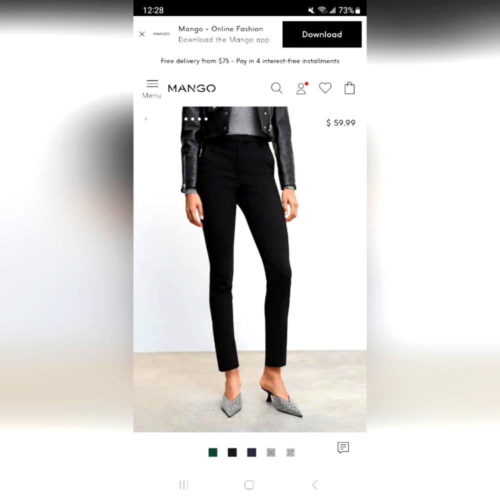 Xs slim fit side zipper Mango pants